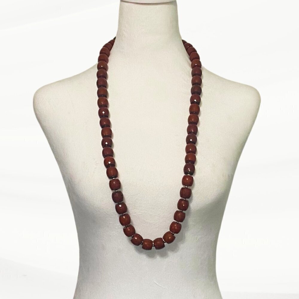Shimmery Beaded Amber-Colored Necklace